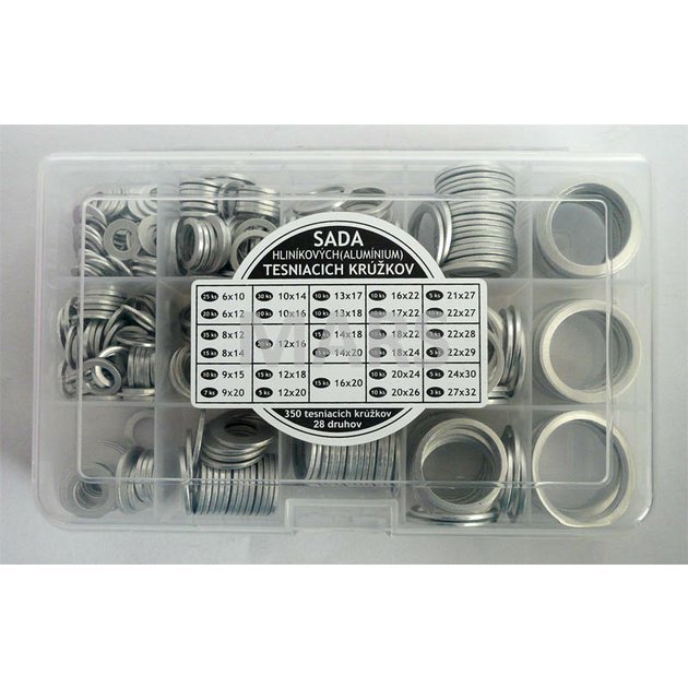 Sada plochých tesnení 330 ks – hliníkové (AL) UNI